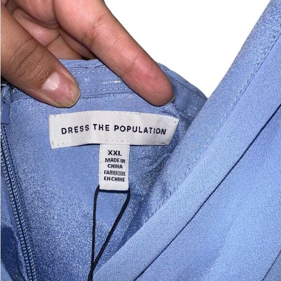 NWT Dress the Population Athena Plunge Cut Out Blue Maxi Dress Gown Size XXL - Picture 10 of 12